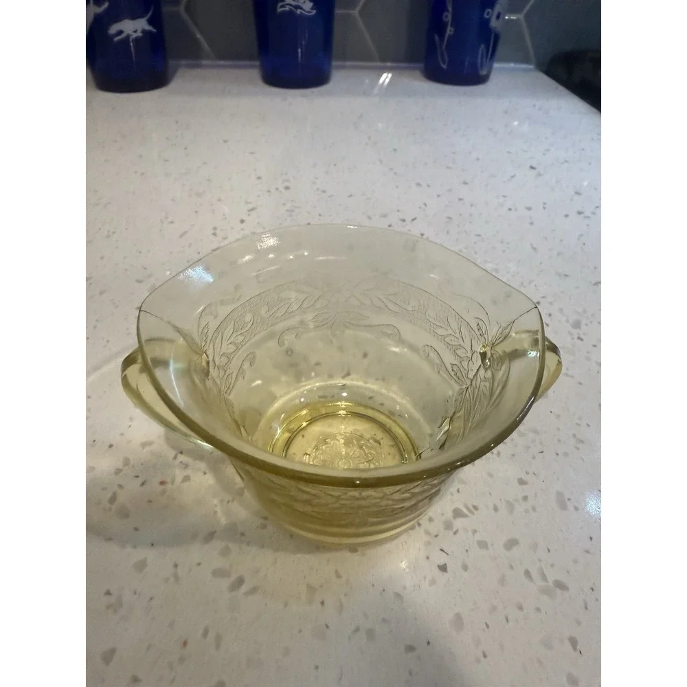 Macbeth Evans S Pattern Yellow Thin Flat Sugar Bowl Depression Glass